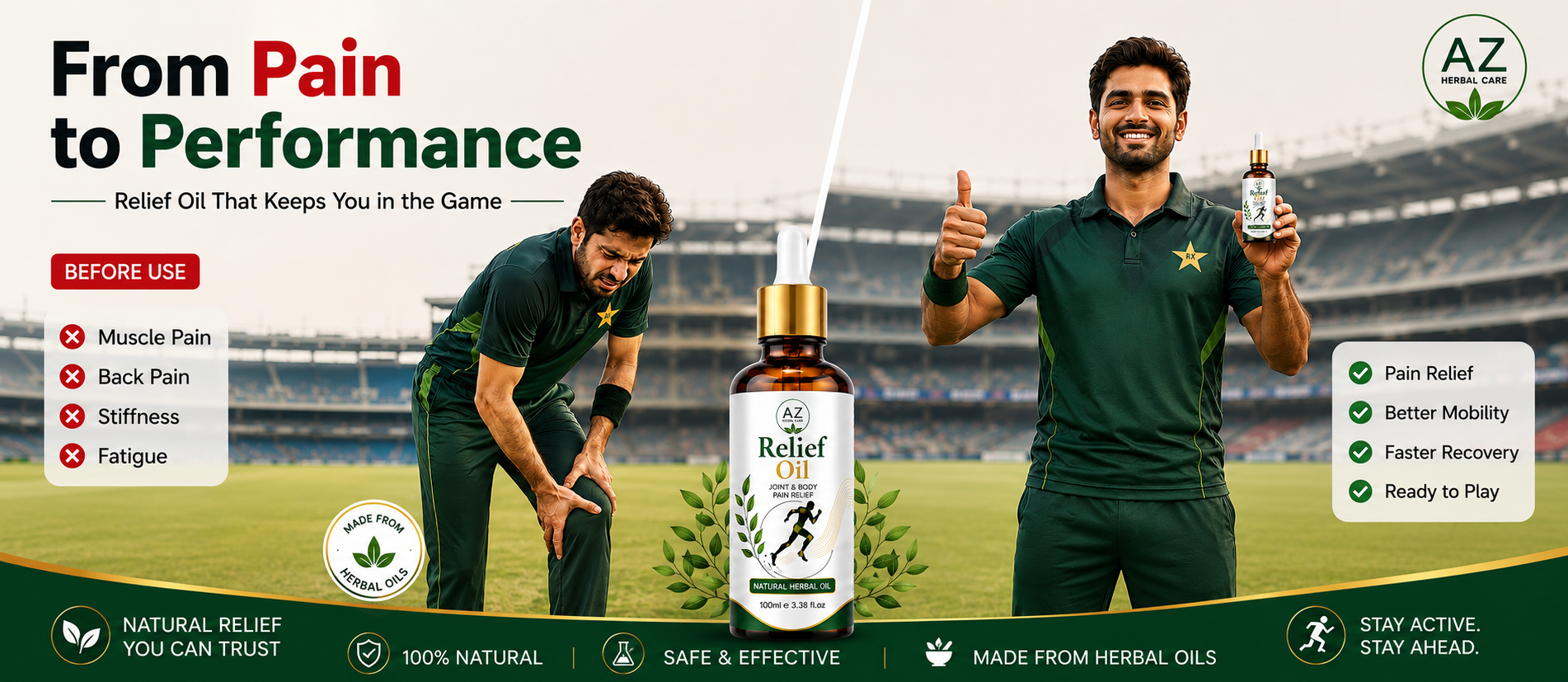 Relief Oil support from pain to performance