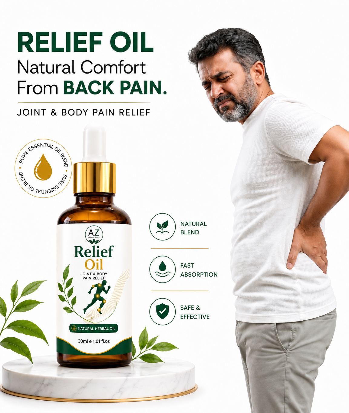 Relief Oil natural comfort from back pain product visual